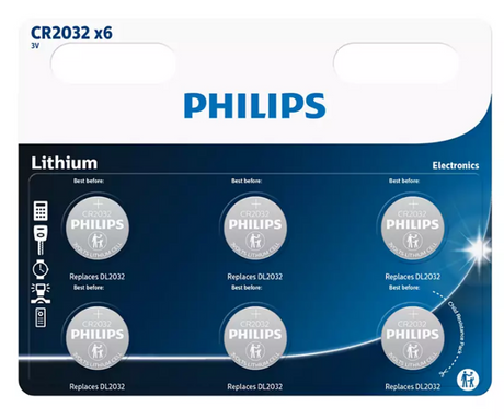 Batteria Varta Philips al litio cr2032 3v 6 pezzi su cartoncino