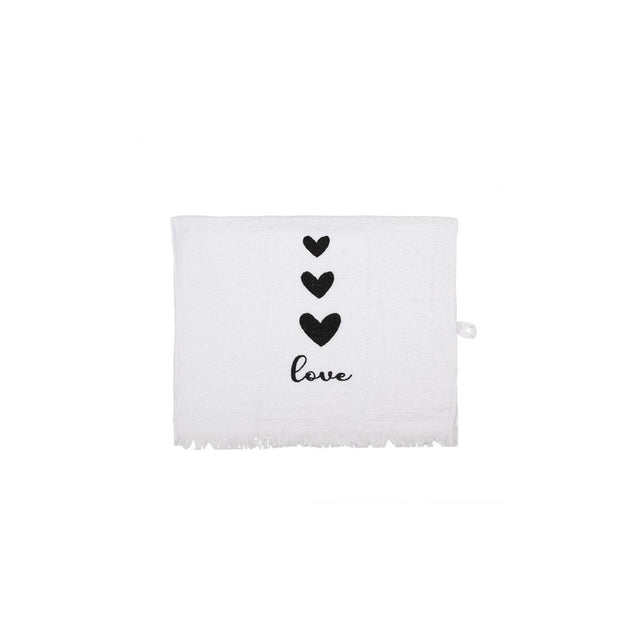 Asciugamano ospite Clayre Eef cuori neri 40x66 cm
