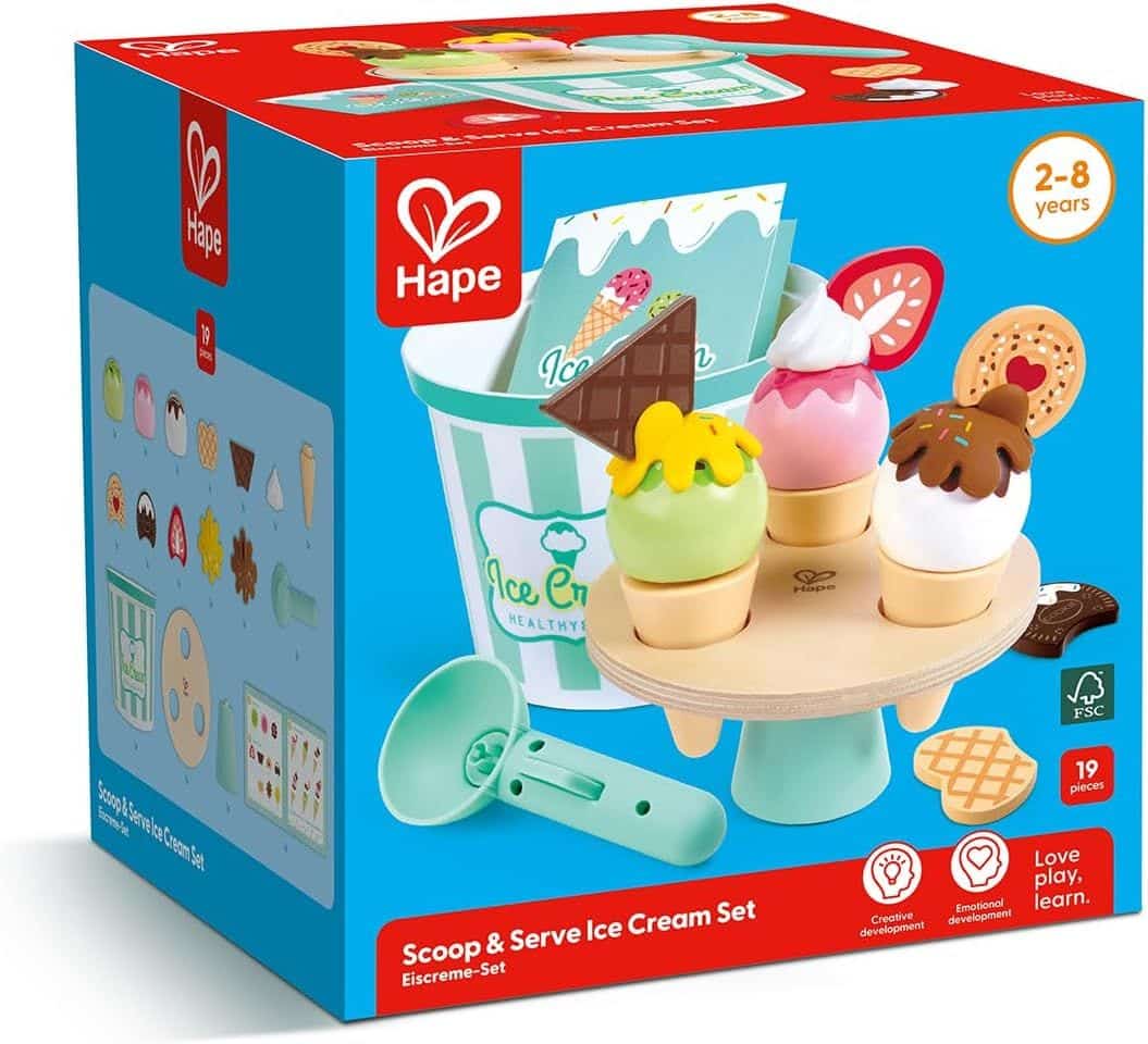 Set da gioco per gelato Hape: giocattoli di ruolo da 19 pezzi per bambini dai 2 anni