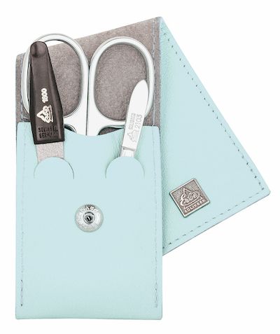 Erbe solingen custodia manicure in 3 pezzi con chiusura con bottone a pressione soft blue (erbe9670)