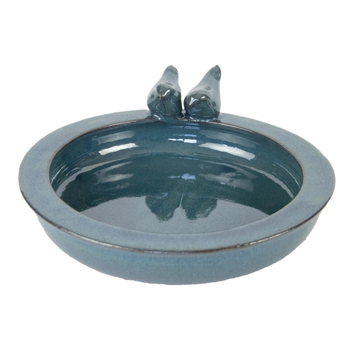 Esschert design vaschetta per uccelli in ceramica rotonda petrolio