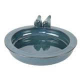 Esschert design vaschetta per uccelli in ceramica rotonda petrolio