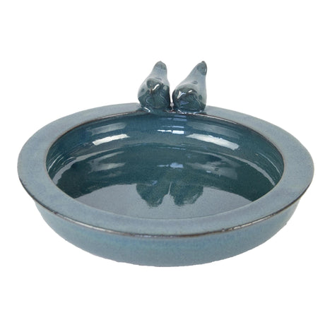 Esschert design vaschetta per uccelli in ceramica rotonda petrolio