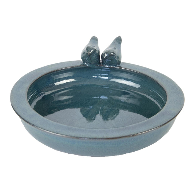 Esschert design vaschetta per uccelli in ceramica rotonda petrolio