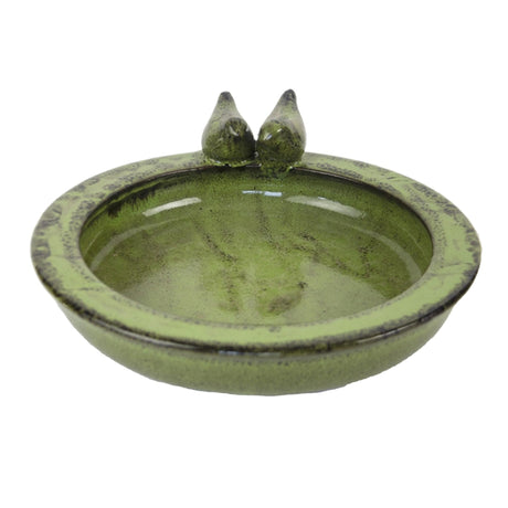 Esschert design vaschetta per uccelli in ceramica rotonda verde