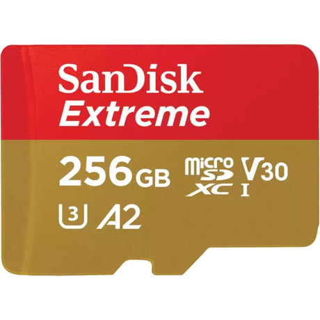 Scheda di memoria Sandisk extreme microSDXC 256 GB (uhs-i u3, classe 10, v30, a2, adattatore incluso)