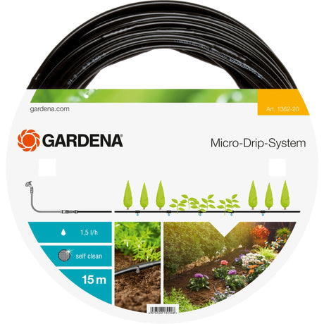 Gardena tubo gocciolante fuori terra 4,6 mm (3 16 ) gocciolatore (nero, 1362-20, 15 m)