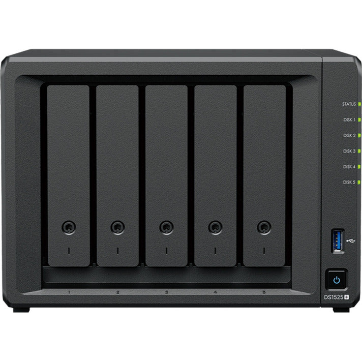 Synology diskstation ds1525+ nas (nero, 2x LAN, USB)