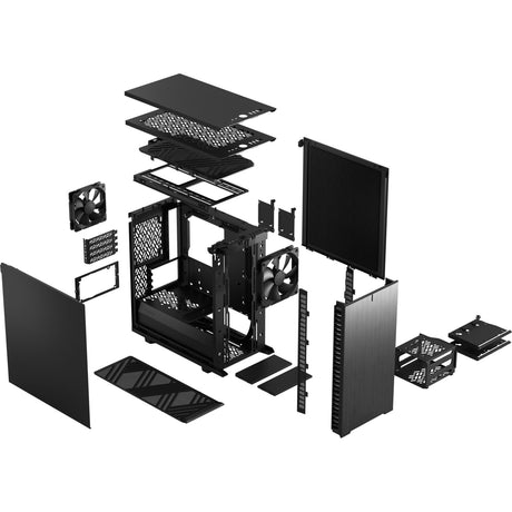 Il design frattale definisce 7 mini alloggiamenti midi tower solidi neri (nero | 4x USB-A | 1x USB-C)
