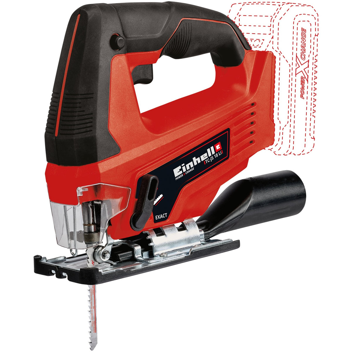 Seghetto alternativo a batteria Einhell tc-js 18 li solo - power x-change - 18 v li-ion - altezza corsa: 20 mm - tagli obliqui: max. 45° - incl. lama per sega - escl. batteria e caricabatterie