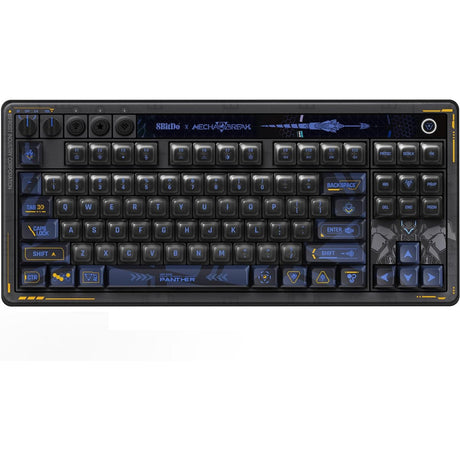 Tastiera meccanica 8bitdo retro 87 - mecha break (nera, layout us (qwerty), kailh box Jellyfish Pro Glaze, 80% (tkl), copritasti in ABS, hot-swap, bluetooth le 5.0, wireless 2.4ghz, USB)