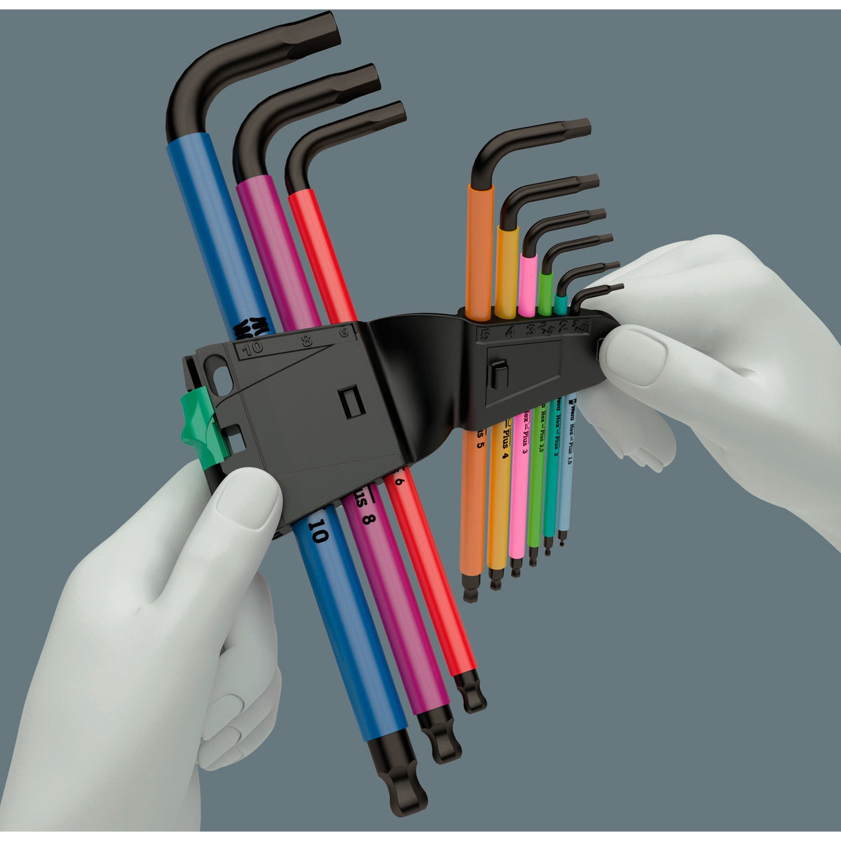 Wera 950 9 Hex-Plus Multicolor 1 set di chiavi a L, metriche, laser nero (9 pezzi)