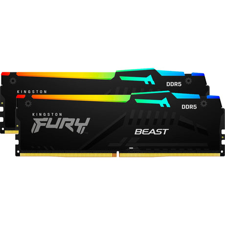 Kingston Fury Beast RGB 64 GB DDR5-6000 (2x 32 GB) RAM (nero, KF560C30bbeak2-64, XMP 3.0, Expo 1.1)