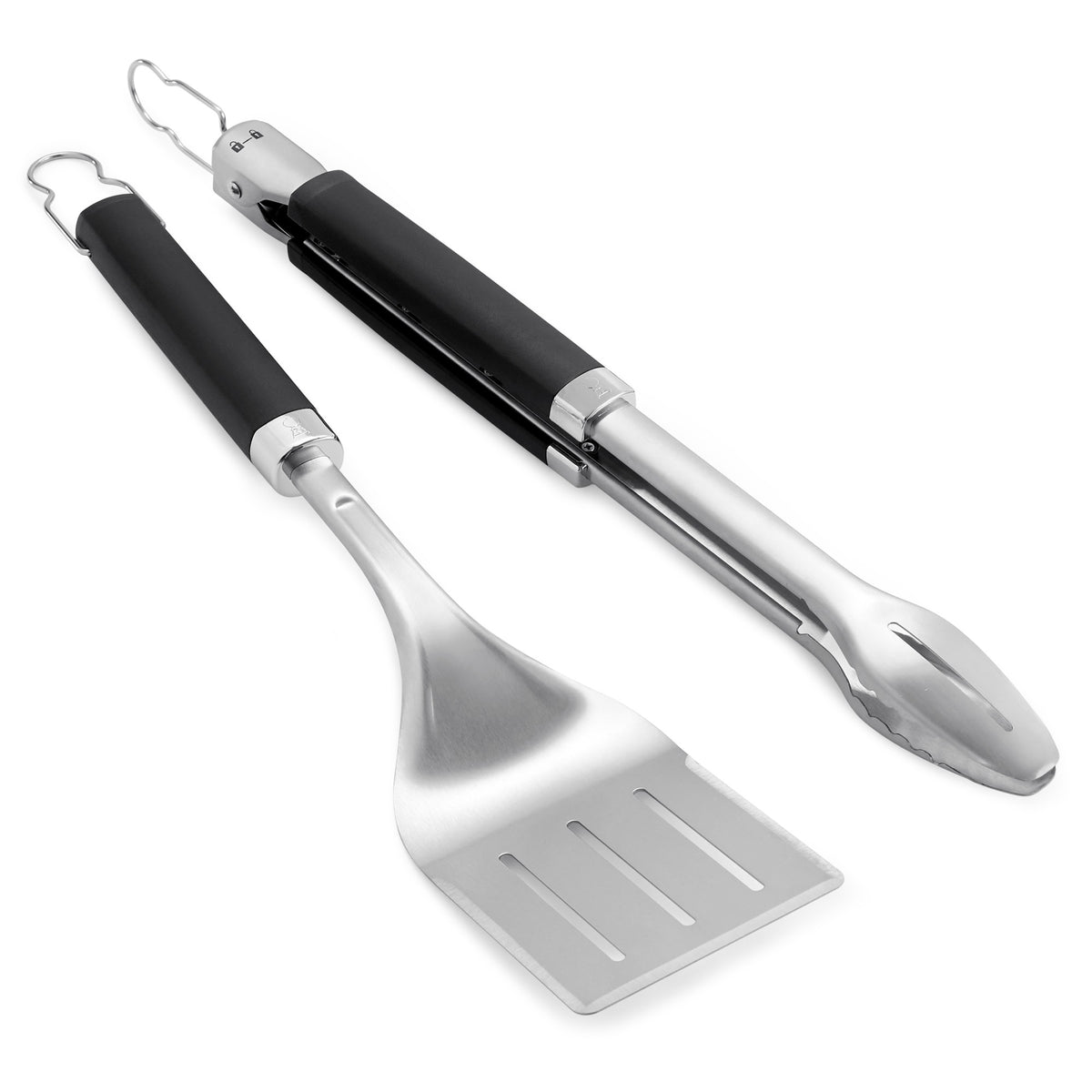 Weber pinze per barbecue di precisione e set di spatole posate per griglia (acciaio inossidabile nero)