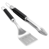 Weber pinze per barbecue di precisione e set di spatole posate per griglia (acciaio inossidabile nero)