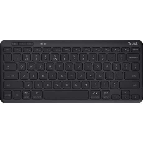 Tastiera wireless compatta Trust Lyra (nera, layout USA (QWERTY), interruttori a forbice, 65%, USB da 2,4 GHz, Bluetooth)