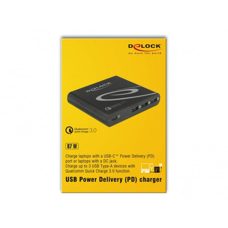 Delock Caricatore USB 1x USB Tipo-C + 3x USB Tipo-A (nero)