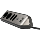 Brennerstuhl ®estilo listello di connessione angolare con funzione di ricarica USB a 4 vie 2 prese di protezione 2 euro argento nero