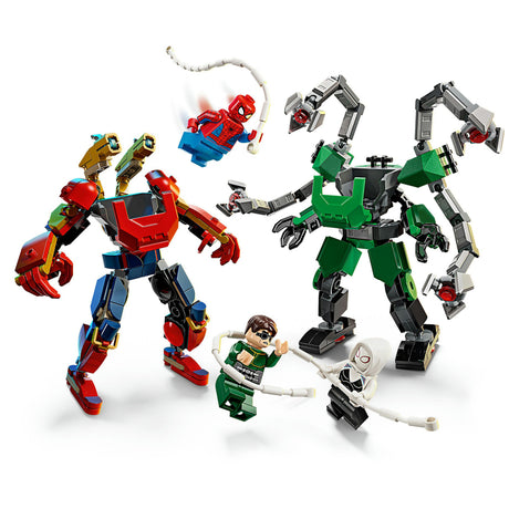 Lego Marvel Mecha Duel: Spider-Man contro i supereroi doc ock - kit di costruzione per bambini - 76338