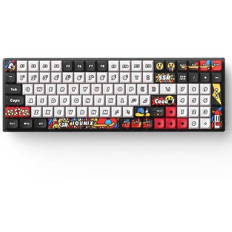 Tastiera meccanica wireless Iqunix f97 graffiti diary (nera, layout us (qwerty), cherry mx brown, 96%, led rgb, hot-swapable, pbt, 2.4ghz | bluetooth 5.1 | usb-c)