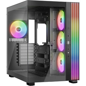 Silenzio! alloggiamento midi tower base luminosa da 600 lx (nero | 2x USB-A | 1x USB-C | RGB | finestra)