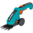Set forbici per erba a batteria Gardena comfortcut li (nero turchese, incl. batteria agli ioni di litio 3.0ah, ruote e manico telescopico)