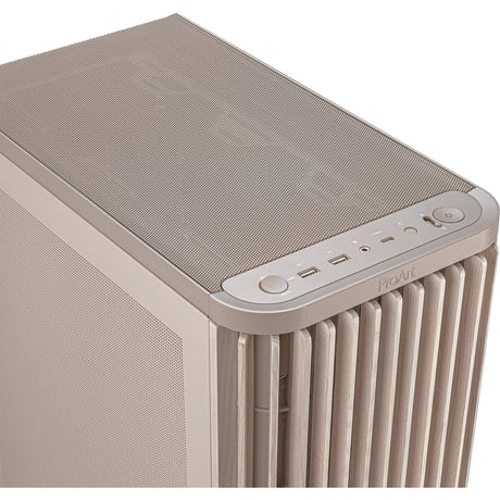Asus proart pa401 edizione legno - alloggiamento midi tower con pannello a rete (colore legno beige | 2x USB-A | 1x USB-C)