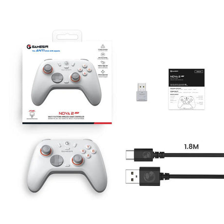 Controller di gioco wireless multipiattaforma Gamesir Nova 2 Lite (bianco, Switch, PC, Android e iOS, Bluetooth USB da 2,4 GHz)
