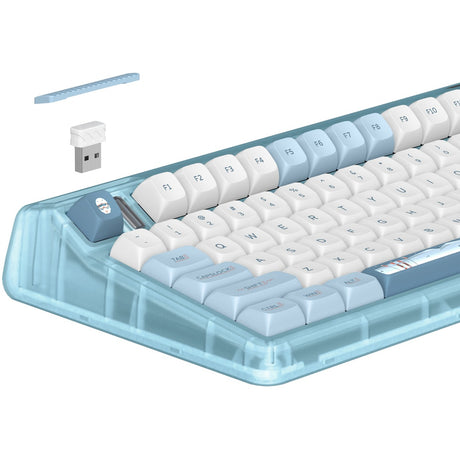 Tastiera meccanica wireless Iqunix OG80 wintertide (azzurro, layout USA (QWERTY), Iqunix Moonstone Turbo, 80% (TKL), LED RGB, sostituibile a caldo, PBT, 2,4 GHz | Bluetooth 5.1 | USB-C)