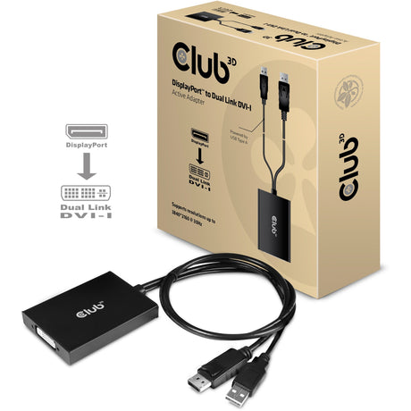 Adattatore attivo Club 3d da displayport a dvi-i dual link (nero, adattatore attivo da displayport a dvi-i dual link)