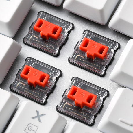 Tastiera da gioco meccanica Sharkoon purewriter RGB (bianca, layout USA (qwerty), kailh choc a basso profilo rossa, 100%, LED RGB)