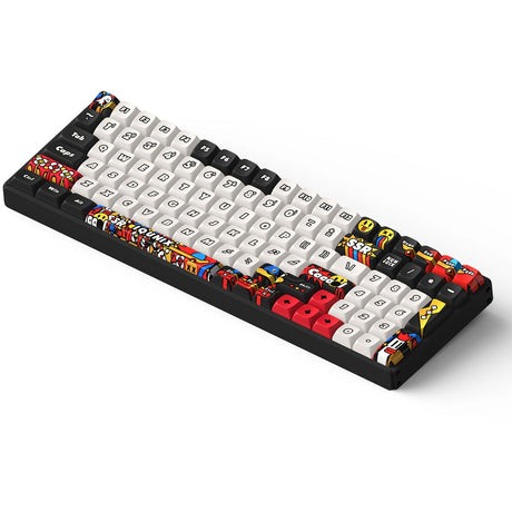 Tastiera meccanica wireless Iqunix f97 graffiti diary (nera, layout us (qwerty), cherry mx silent red, 96%, led rgb, hot-swapable, pbt, 2.4ghz | bluetooth 5.1 | usb-c)