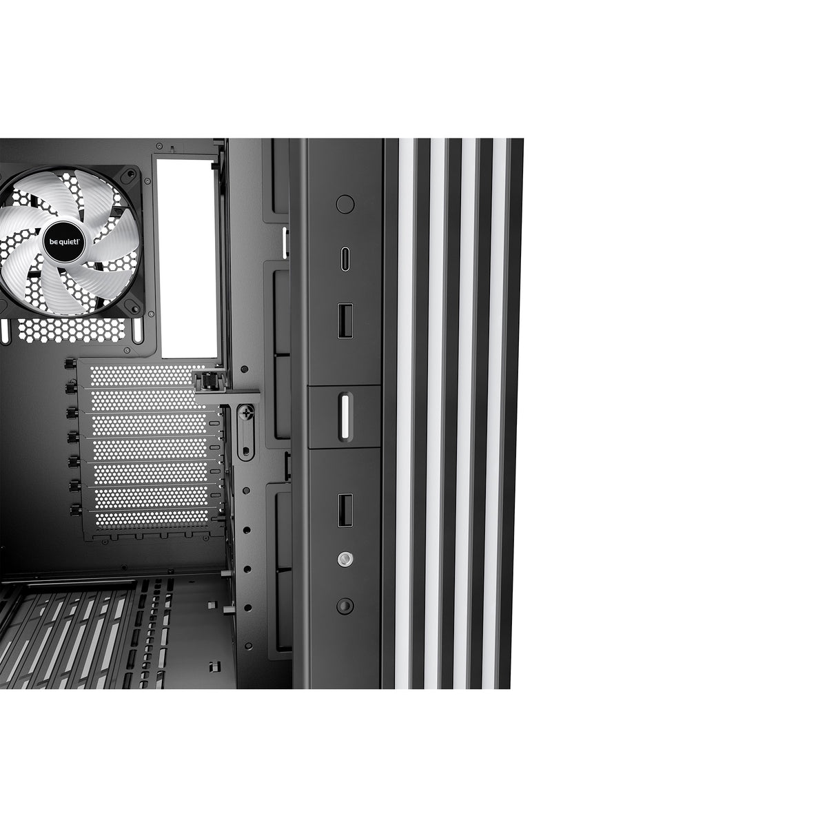 Silenzio! alloggiamento midi tower base luminosa da 600 lx (nero | 2x USB-A | 1x USB-C | RGB | finestra)