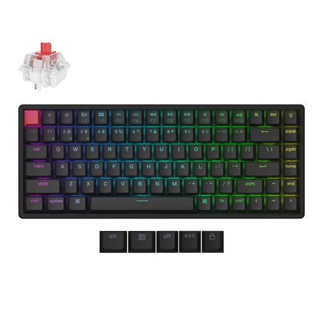 Tastiera meccanica Keychron k2 qmk-c1 rgb (nera, layout us (qwerty), super rossa, 75%, rgb, cherry double-shot pbt, bluetooth 5.2 | usb-c)