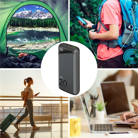 Power bank a ricarica rapida Goobay 20.000 mAh - 74 wh (nero, USB-C PD, QC 3.0)