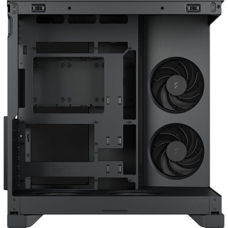 Custodia midi tower pop 2 vision dal design frattale (nero | 1x USB-A | 1x USB-C | vetro temperato)