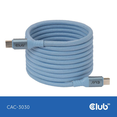 Club 3D USB-C Bobina magnetica 240 W PD3.1 Cavo blu, cavo da 2 metri (blu)