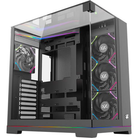 Custodia Midi Tower Xyz PC Gear Tesseract A-RGB (Nero | 2x USB-A | 1x USB-C | RGB | Vetro temperato)