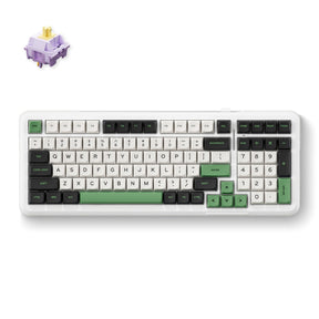 Tastiera meccanica RGB Mchose K99 verde smeraldo giacinto con guarnizione wireless (bianco, layout USA (Qwerty), giacinto KTT, RGB, hot swap, PBT doppio scatto, wireless | Bluetooth | USB-C)