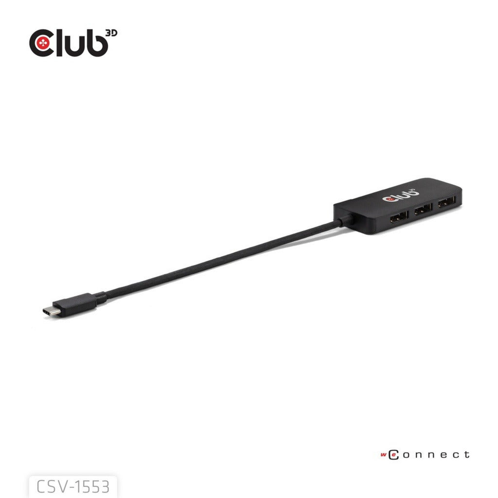 Hub Club 3D da USB-C a tripla DisplayPort MST (nero, 4K60Hz)