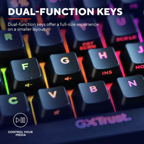 Mini tastiera da gioco meccanica Trust GXT 867 Acira 60% (nera, layout USA (QWERTY), Outemu Red, 60%, RGB)