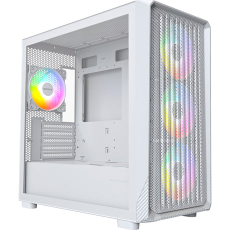 Custodia midi tower Montech x5m (bianco | 2x USB-A | 1x USB-C | RGB | vetro temperato)