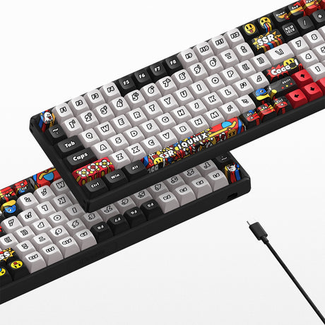 Tastiera meccanica wireless Iqunix f97 graffiti diary (nera, layout americano (qwerty), rosso ciliegia mx, 96%, LED rgb, sostituibile a caldo, pbt, 2,4 ghz | bluetooth 5.1 | usb-c)