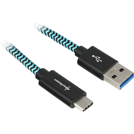 Cavo Sharkoon USB 3.2, USB-A > USB-C (nero azzurro, 0,5 metri)