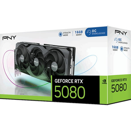 Scheda grafica Pny Geforce RTX 5080 OC (DLSS 4, 3x Display Port, 1x HDMI 2.1)