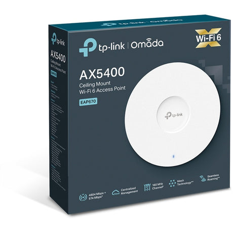 Tp-Link Omada EAP670 AX5400 Punto di accesso WiFi 6 per montaggio a soffitto Punto di accesso in rete (Bianco, PoE)