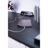 Brennerstuhl ®estilo listello di connessione angolare con funzione di ricarica USB a 4 vie 2 prese di protezione 2 euro argento nero