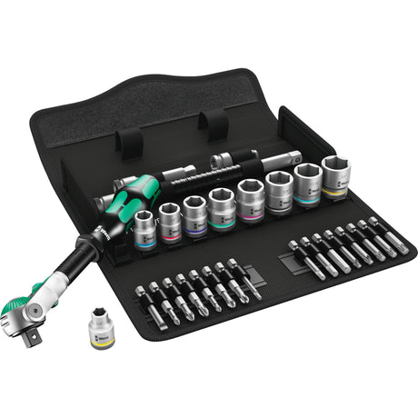 Set di attrezzi per cricchetto Wera 8100 sb 9 zyklop speed (nero verde, 29 pezzi, cricchetto rapido con testa girevole)
