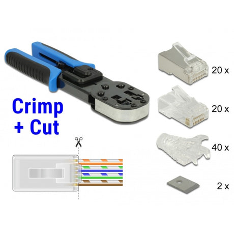 Delock pinza a crimpare rj45 + set di taglio (nero blu)