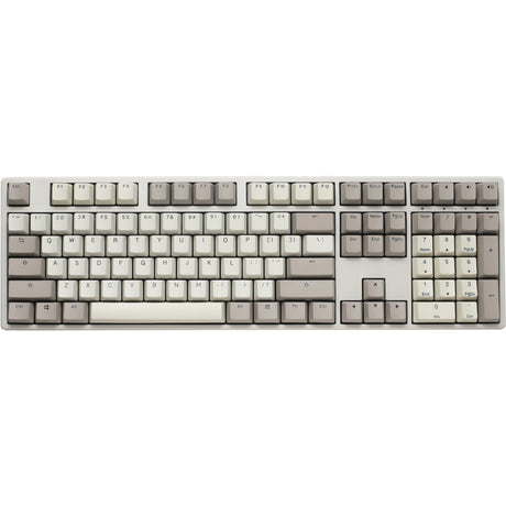 Tastiera meccanica vintage di origine Ducky (grigia, layout americano (qwerty), marrone cherry mx, 100%, hot swap, copritasti pbt double-shot)